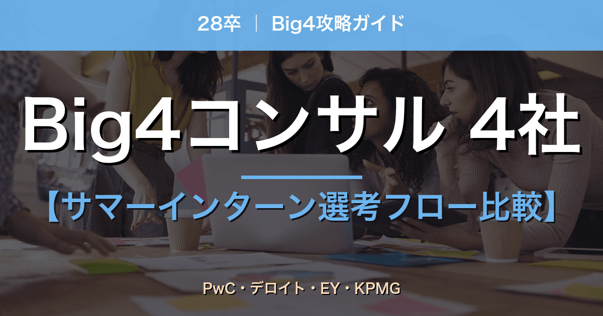 【28卒】Big4コンサル4社サマーインターン選考フロー比較｜PwC・デロイト・EY・KPMG