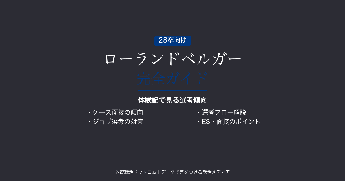 【28卒】ローランドベルガー完全ガイド｜体験記で見る選考傾向