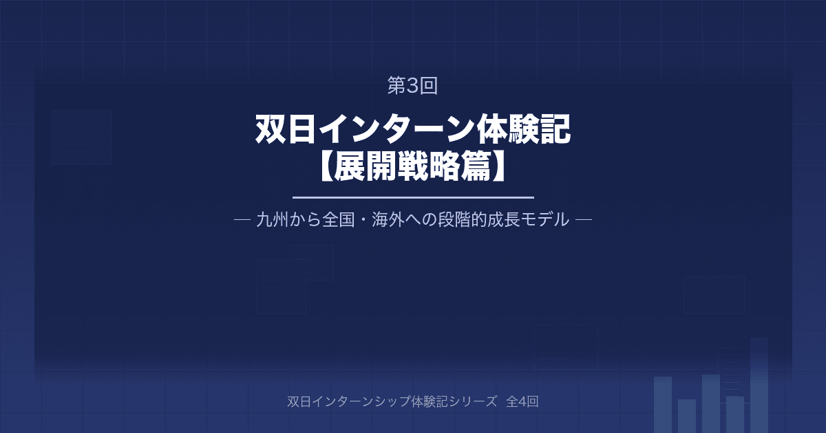双日インターンシップ体験記③【展開戦略篇】九州から全国・海外への段階的成長モデル