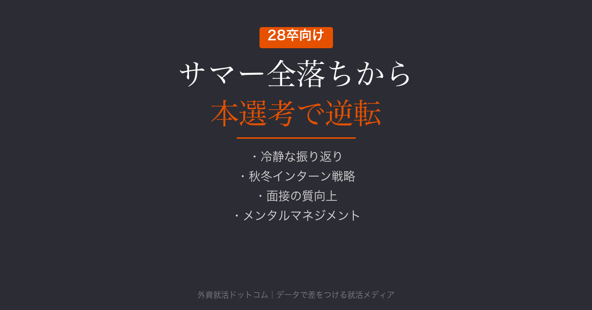 サマーインターン全落ちから本選考で巻き返す5つのステップ｜28卒向け実践ガイド