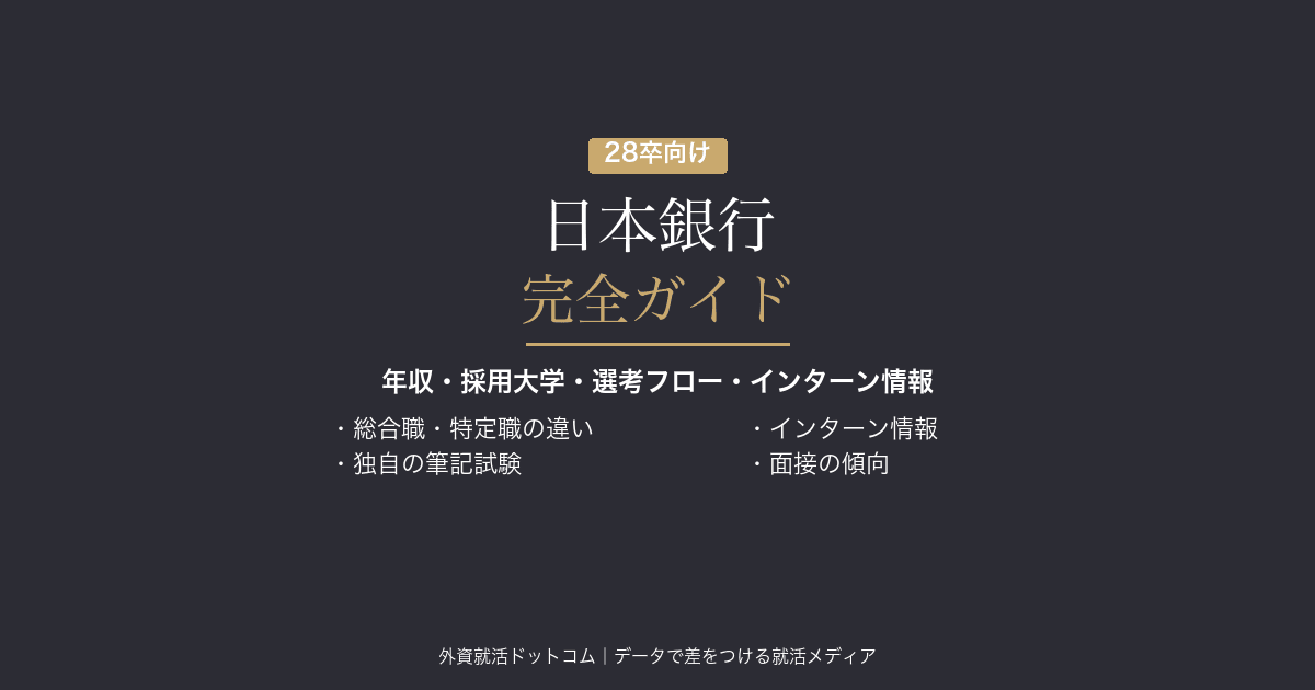【28卒】日本銀行完全ガイド｜年収・採用大学・選考フロー・インターン情報
