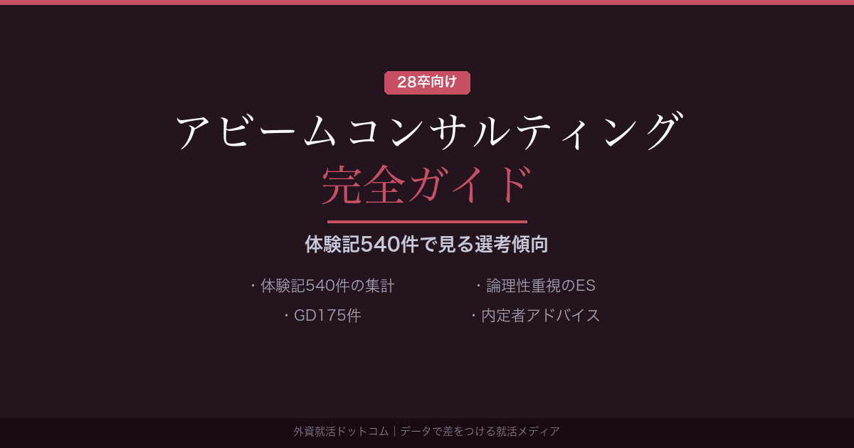 【28卒】アビームコンサルティング完全ガイド｜体験記540件で見る選考傾向