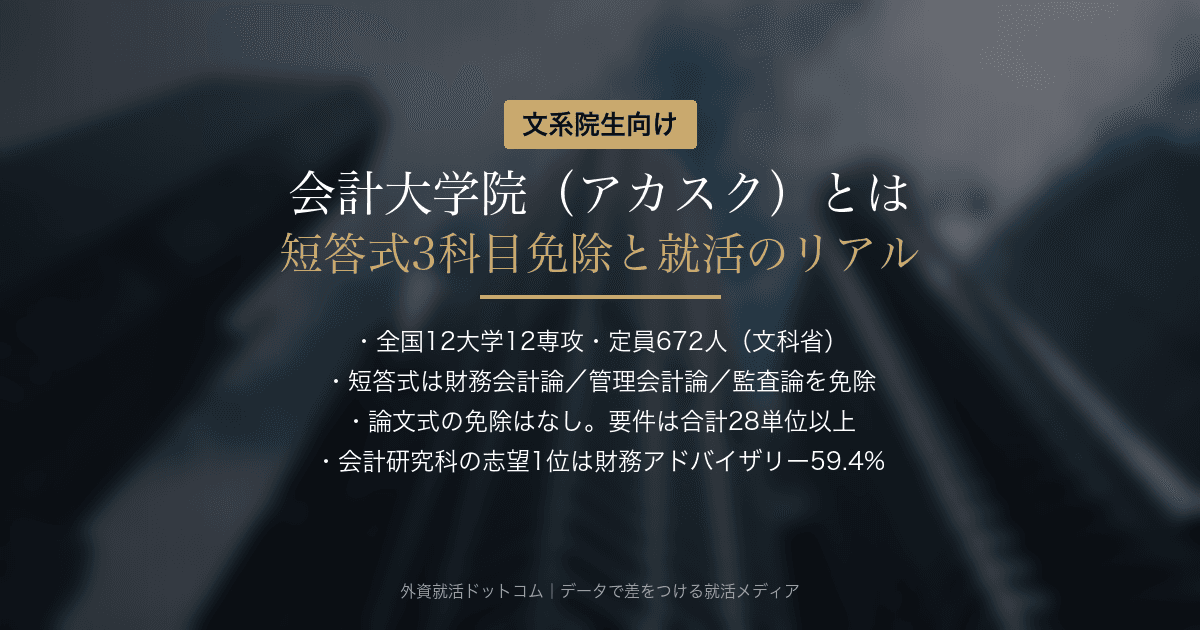 会計大学院（アカスク）とは｜短答式3科目免除の仕組みと、会計研究科から始める就活【文系院生向け】