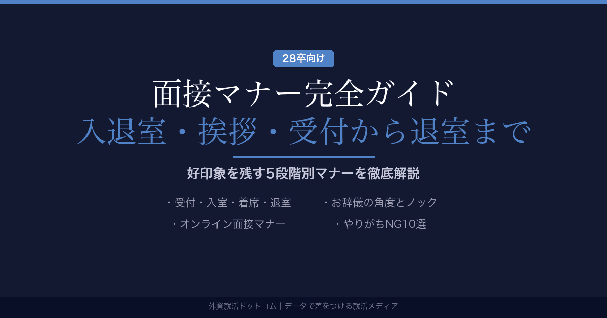 【28卒】面接マナー完全ガイド｜入退室・挨拶・受付から退室まで好印象を残す方法