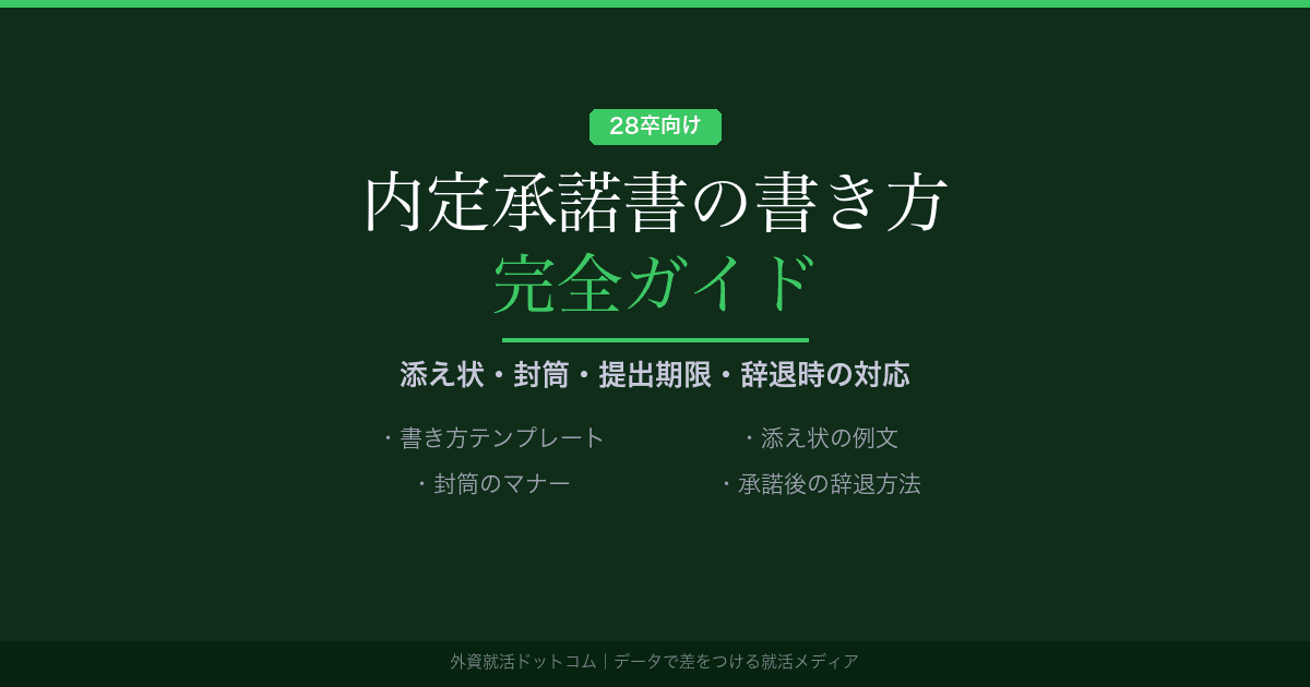 【28卒】内定承諾書の書き方 完全ガイド｜添え状・封筒・提出期限・辞退時の対応