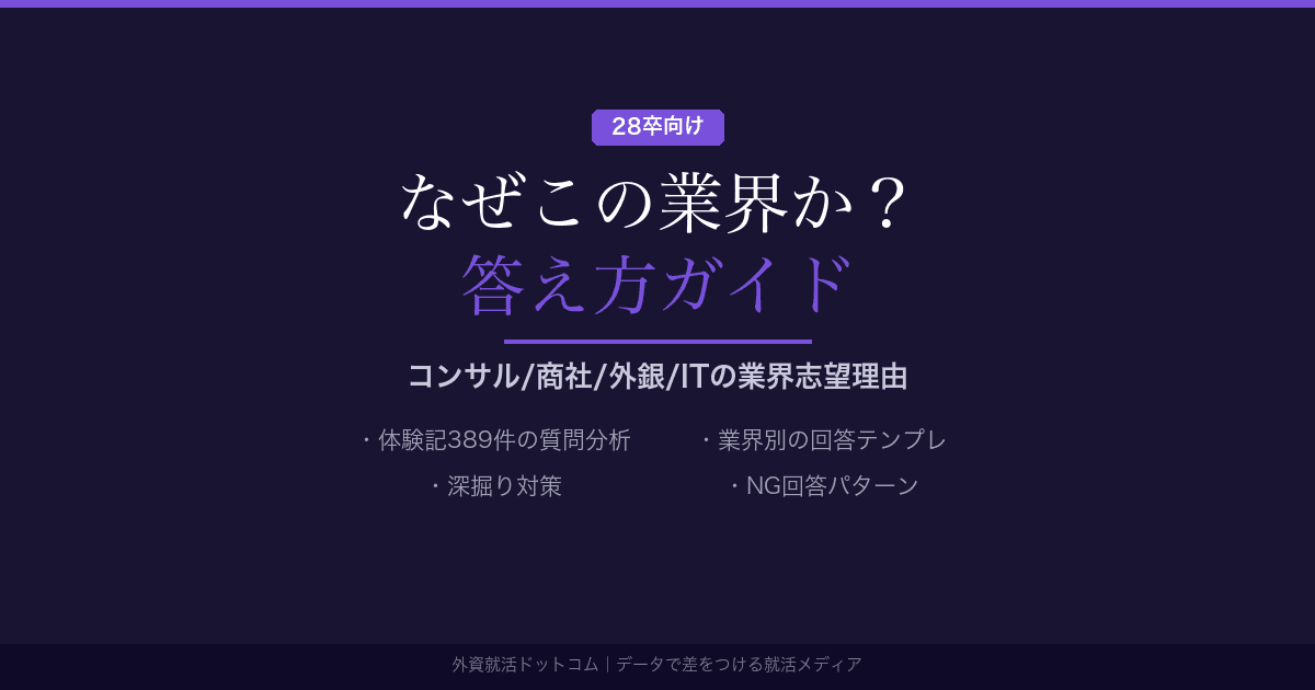 【28卒】「なぜこの業界か？」面接での答え方｜コンサル・商社・外銀・ITの業界志望理由