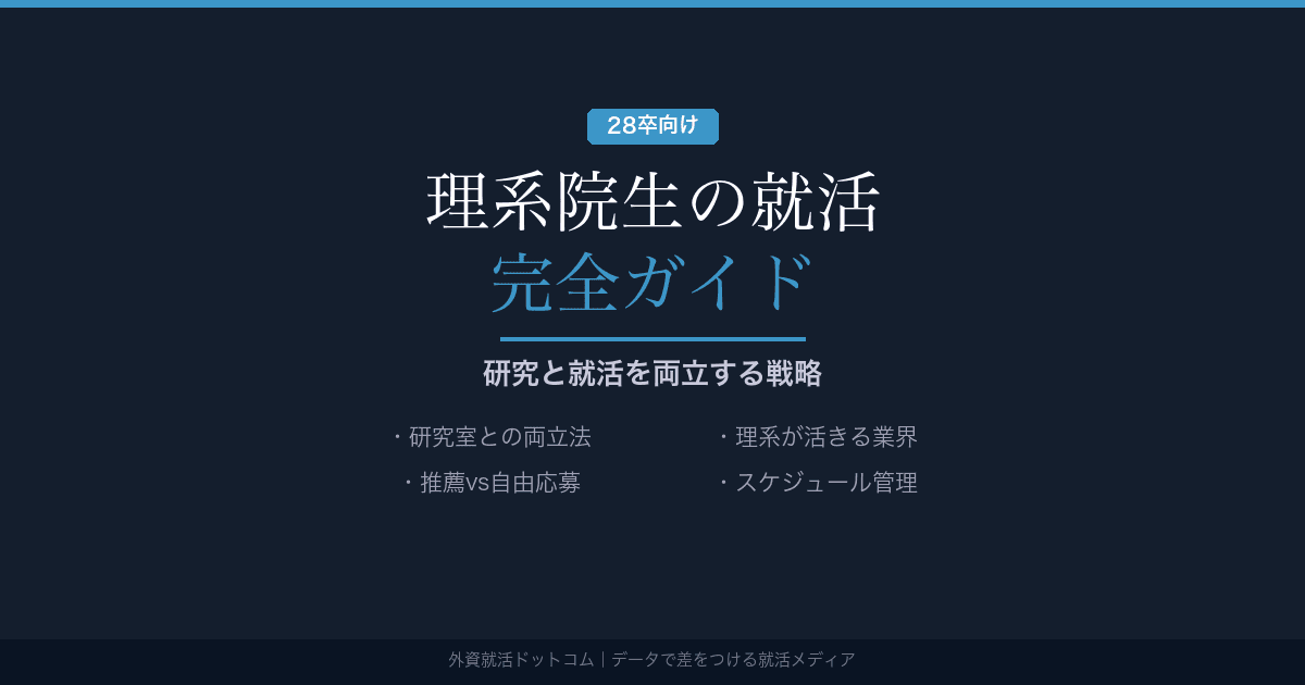【28卒】理系院生の就活完全ガイド｜研究と就活を両立する戦略・推薦vs自由応募・おすすめ業界