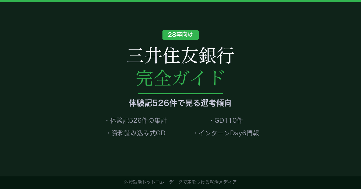 【28卒】三井住友銀行(SMBC)完全ガイド｜体験記526件で見る選考傾向