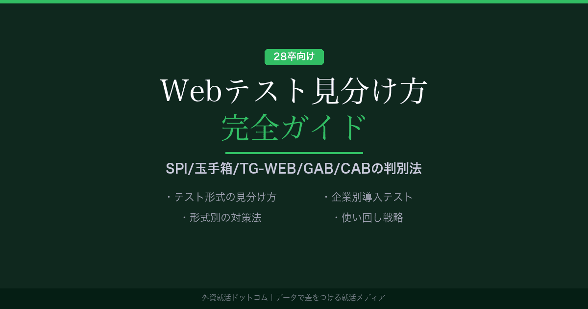 【28卒】Webテストの見分け方 完全ガイド｜SPI・玉手箱・TG-WEB・GAB・CABの判別法