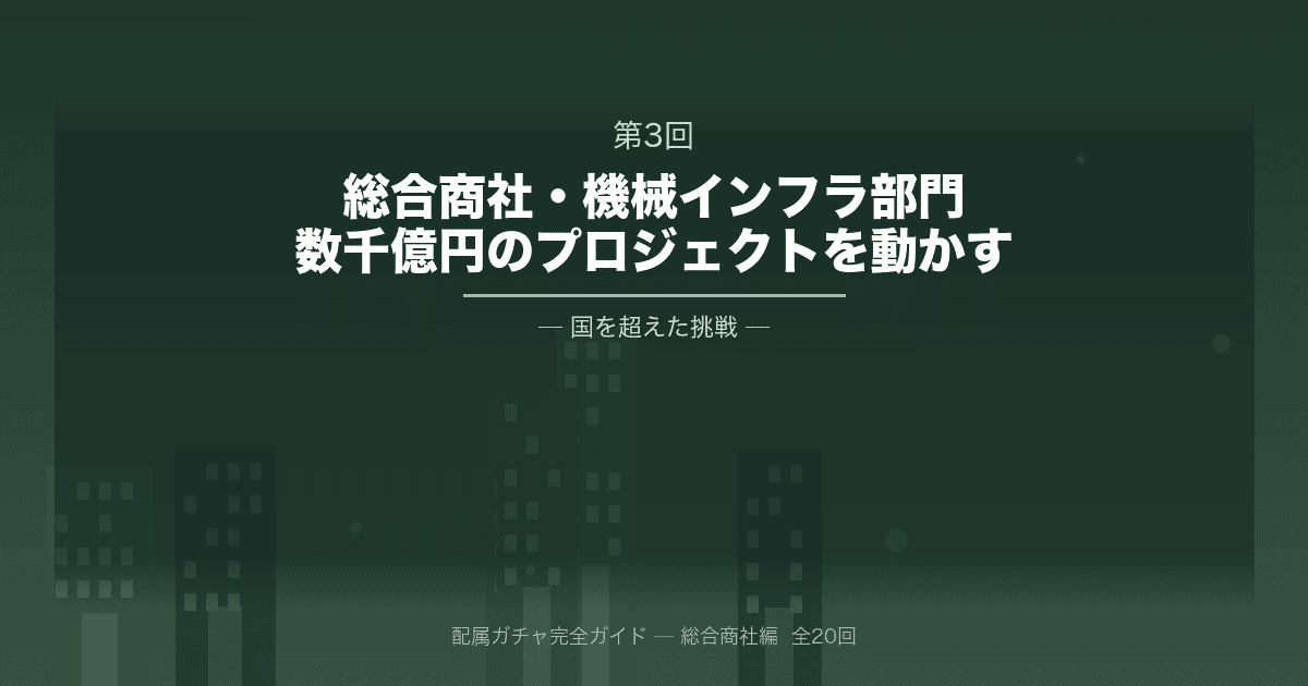 【配属ガチャ完全ガイド 第3回】総合商社・機械・インフラ部門|数千億円のプロジェクトを動かす、国を超えた挑戦