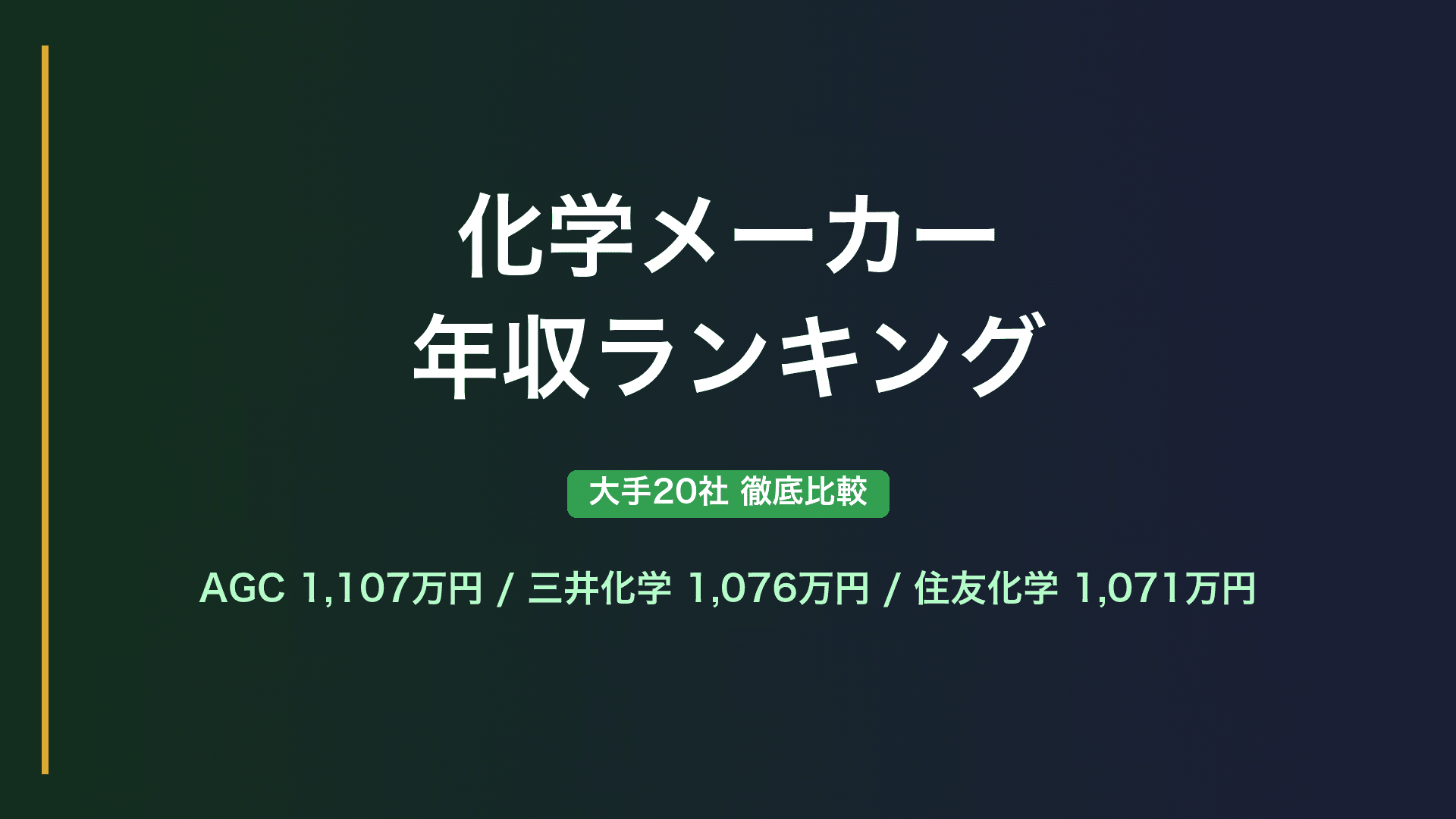 【28卒】化学メーカー年収ランキング|大手20社の平均年収・初任給を徹底比較