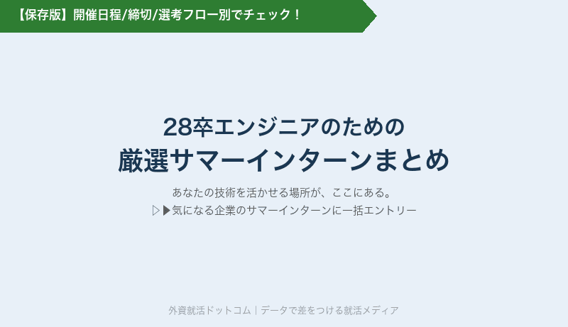 4/21更新【28卒対象│保存版】エンジニアのための厳選サマーインターンまとめ